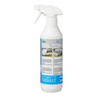 Flacone di shampoo pronto all'uso 500ml – vista frontale con etichetta e pompa, colori bianco e blu.