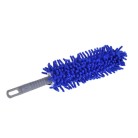 Bilfælgebørste Chenille 40cm – blå og grå chenille børster med loop håndtag, set forfra.