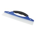 Water squeegee silicone 30cm – front view showing blue rubber grip handle and flat white blade.