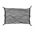 Ovenfra – elastisk bagagenet i sort med plastkroge i hjørnerne – størrelse 80 x 50 cm.