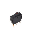 Wippschalter LED rot 12V / 24V – Frontansicht mit rotem LED-Indikator und schwarzem Gehäuse.