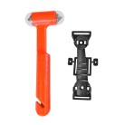 Nothammer – Frontansicht mit orangefarbenem Griff und schwarzen Metallspitzen, inklusive Halterung mit verstellbaren Clips.