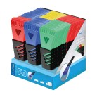 Eiskratzer – Frontansicht mit 7,5 cm Breite und mehrfarbigen roten und blauen Designs im Display Aufsteller.