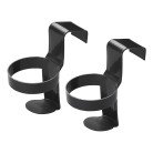 Porte-gobelets pour la voiture – deux porte-gobelets noirs avec un design en crochet et une base stable.