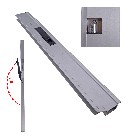 Dropside lock aluminium with stop – side view showing 800mm length and black powder-coated steel handle.