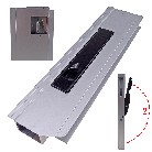 Frontvy av Lås i aluminium med stopp 400mm vänster – svart handtag och anodiserad aluminiumfinish.