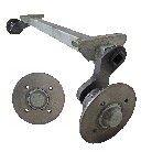 750kg trailer axle – side view showing gray and black galvanized finish with 4 rectangular mounting holes
