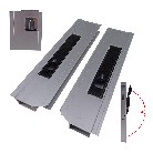 Bordwandverschluss Alu – Frontansicht mit schwarzem Handgriff und eloxierter Aluminium-Oberfläche.