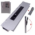 Oplegslot aluminium met aanslag 400mm links – zwart gepoedercoat handvat met 180° opening en grendelvergrendeling.