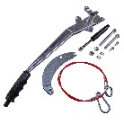 Leva del freno a mano WAP – finitura galvanizzata in argento e nero con molla a gas e cavo rosso.