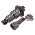 Vista frontale – set mozzi ruota Alko con estremità filettata e dado esagonale, colore argento e grigio.