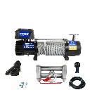 Verricello elettrico HUSAR 12V – vista frontale con finitura nera e argento, capacità di 10000 lbs.