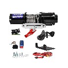 Verricello elettrico 12V BST S5500 lbs – cavo sintetico nero e argento per ATV e UTV, vista frontale.