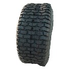 Vooraanzicht van de KINGS TIRE V-3502 band 11x4.00-4 – zwarte kleur met een speciaal profiel voor grasmaaiers.