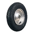 Sido vy av ett svart däck 3.50-8 KINGS TIRE V-9128 – med silverfärgade kullager Ø17 och 4PR konstruktion.