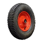 Seitenansicht des Komplettrads NaRubb S-2202 – schwarzer Reifen mit S-2202-Profil und orangefarbener Felge.