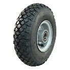 Complete wheel KINGS TIRE V-6605 – angled view showing black tire with cross-cut tread and silver ball bearing hub.