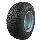 Complete wheel 18x9.50-8 KINGS TIRE V-3502 – angled view showing black tire tread and grey steel rim.