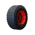 Roue complète DURO 16x6.50-8 HF-213 – jante en acier rouge avec pneu noir et profil robuste.