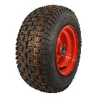 Komplettrad 16x6.50-8 KINGS TIRE V-3502 – Schrägansicht mit roter Stahlfelge und schwarzem Reifen.