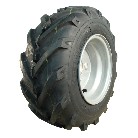 Complete wheel 16x6.50-8 KINGS TIRE V-8501 – angled view showing black tire tread and grey steel rim design.