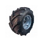 Komplettrad 18x9.50-8 DURO HF-255 – Schrägansicht mit grauer Stahlfelge und schwarzem Profil für hohe Traglasten.