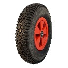 Complete wheel 4.80/4.00-8 NaRubb S-2202 – angled view showing red plastic rim and black tread pattern.
