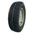 Sivusta näkyvä 195 R14C GT Radial Maxmiler Pro – musta rengas harmaalla teräsvanteella.
