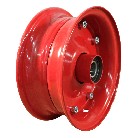 Rim 4.40D-8 ET0 – side view showing red painted finish and 4 rectangular mounting holes.