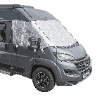 Fensterabdeckung 4 Jahreszeiten – Seitenansicht mit reflektierender Oberfläche in Grau und Silber für Fiat Ducato.