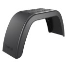 Fender square plastic 190mm/660mm – front view showcasing black color, rounded edge, and pre-drilled mounting holes.