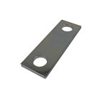 Plaque rectangulaire en acier galvanisé – deux trous circulaires pour boulons en U, vue de dessus sur fond blanc.