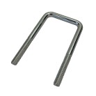 U-bolt M10 galvanisé – vue de face – forme en U avec extrémités filetées, longueur 120 mm, couleur argentée.