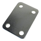 Plaque de serrage rectangulaire 100 x 70 x 6mm en acier galvanisé – 4 trous de montage visibles sur une surface blanche.