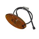 Aspöck LED Flatpoint yellow side marker light – front view with DC cable and oval shape, dimensions 102 x 46 x 15mm
