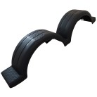 Tandem Kotflügel – Frontansicht mit runder Form und strukturiertem schwarzen Kunststoff, Breite 240 mm.