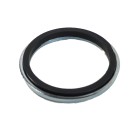 Détail de la bague d'arrêt Knott – insert en caoutchouc noir de 45 mm de diamètre avec finition galvanisée.
