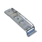 Gegenhalter gekröpft – Draufsicht auf verzinkten Stahl mit 126 mm Länge und drei Bohrlöchern.