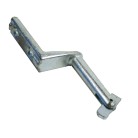 Hinge pin – front view showing galvanized steel finish and mounting bracket with falling nose feature.