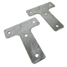 Verbinder für 60mm Achsrohr – Draufsicht auf T-förmigen Anschluss mit 4 Montagebohrungen in verzinktem Stahl