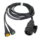 Aspöck cable set – front view showcasing a 4m length, 13-pin connector, and black, yellow branch cables.