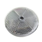 Reflektor rund hvid 60mm – set ovenfra med en central skruehul og honningkage mønster.