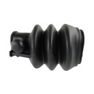 Faltenbalg – Seitenansicht in Schwarz mit mehreren Falten und Öffnungen von ca. 49 mm vorne und 54 mm hinten.