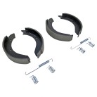 Ganasce freno adatte a Peitz/WAP – ganasce curve con supporto metallico e fissaggi a molla, di colore nero e grigio.