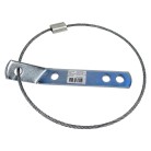 Arresting cable for unbraked trailers – front view showing galvanized steel, metal bracket, and two mounting holes.