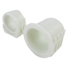 Alko Lagerbuchsen Set – Frontansicht mit zylindrischer Form und gerippten Seiten in Weiß