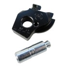 Vista frontale del BPW Rückmatik-Set-7 sinistro – componente freno in nero e argento con foro di montaggio.