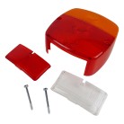 Lentille de remplacement Hella type 9401 – vue de dessus montrant les lentilles rouge, orange et transparente.