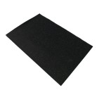 Antirutschmatte – Schrägansicht mit schwarzem Gummigranulat und den Maßen 1200 x 800 x 3 mm.