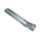 Gegalvaniseerd disselklepscharnier – lengte ca. 370 mm – met een zilveren afwerking op een witte achtergrond.